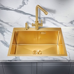 Milacio Мойка кухонная Denia 59 Steel золото брашированное – фотография-2