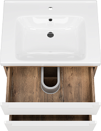 Misty Тумба с раковиной Карат 65 подвесная белая/дуб галифакс олово – фотография-5