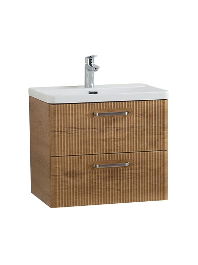 BelBagno Тумба с раковиной Due 60 подвесная Rovere Nature ручки Матовый атласный никель – картинка-5