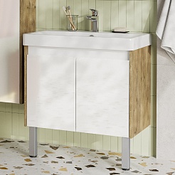 Акватон Тумба под раковину Сканди Doors 70 белая/дуб рустикальный – фотография-7