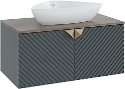 Runo Тумба с раковиной Андорра 85 Terzo подвесная зеленый графит/дуб коньячный – фотография-1