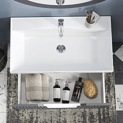 Equil Тумба под раковину Mirage 80 1 ящик подвесная графит софт – фотография-10