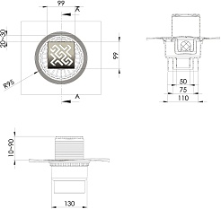 BERGES Wasserhaus Душевой трап Zentrum Antik 100 092464 золото глянец – фотография-5