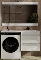 Style Line Мебель для ванной под стиральную машину Леон 120 R подвесная Люкс Plus белая