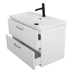 BelBagno Тумба с раковиной Due 80 подвесная Белый металлик – фотография-3