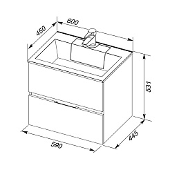 Aquanet Тумба с раковиной "Алвита 60" белая – фотография-8