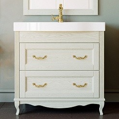 ValenHouse Тумба под раковину Лиора 90 слоновая кость, фурнитура золото – фотография-1