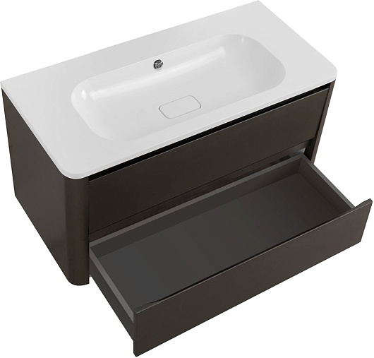 Cezares Тумба с раковиной без отверстия под смеситель Relax 100 подвесная оружейная сталь – фотография-8