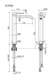 Sancos Смеситель для раковины высокий Etna черный матовый SC9002MB – фотография-3