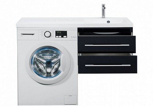 Aquanet Тумба с раковиной Верона 120 R подвесная черная – картинка-9