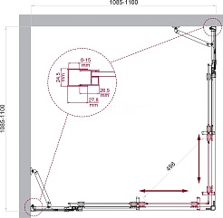 BelBagno Душевой уголок Luce 110/110 LUCE-A-22-90+20-P-Cr профиль хром стекло рифленое – фотография-3