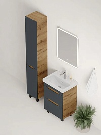 Onika Шкаф пенал Айленд 30 R графит/дуб крафт золотой – фотография-8