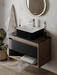 Teymi Раковина накладная в ванную Helmi 46 Duo чёрно-белый глянец T50271 – фотография-7