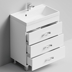 Водолей Мебель для ванной Орландо 70 с зеркальным шкафом Мальта белая – фотография-5