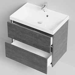 Водолей Тумба с раковиной Бест 70 подвесная серый камень – фотография-5