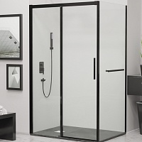 RGW Душевой уголок Leipzig LE-41-1B (LE-12B + Z-060-2B) 100x90 профиль черный стекло прозрачное