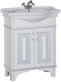 Aquanet Тумба под раковину Валенса 70 белый кракалет/серебро – фотография-1