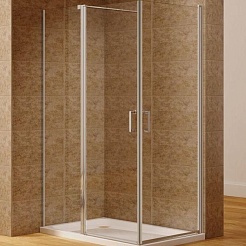 Aquanet  Душевой уголок Cinetic 120x80 AE12-N-120H190U-CT + AE12-N-80H190U-CT профиль хром стекло прозрачное – фотография-1