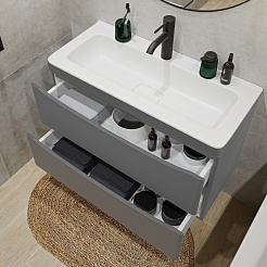 Vivon Тумба под раковину Ostin 80 подвесная серая матовая – фотография-2