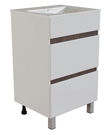 Mixline Тумба с раковиной Брикс 50 2 ящика белый/дуб вотан – фотография-1