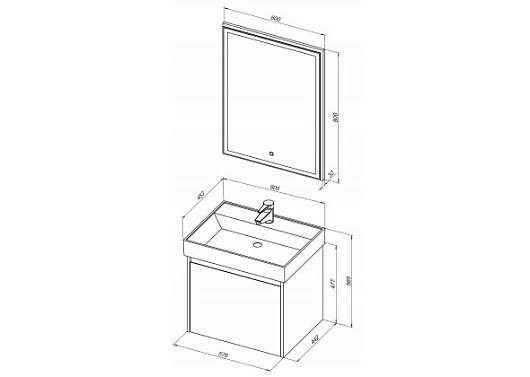 Aquanet Тумба с раковиной Nova Lite 60 дуб рошелье – картинка-5