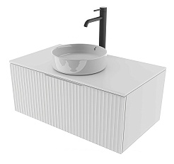 Зов Тумба с раковиной Кито Флавио 100 подвесная со столешницей белая – фотография-1