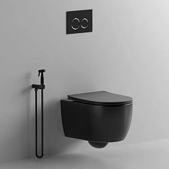 Ceruttispa Унитаз подвесной Oglio Aria MB CT9239 черный матовый – фотография-2