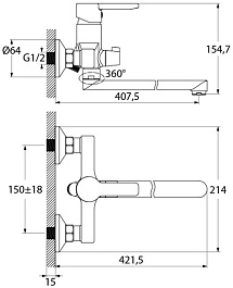 Iddis Смеситель для ванны Sena SENSBL2i10WA универсальный – фотография-3