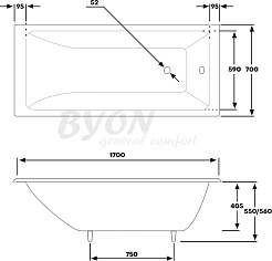 Byon Чугунная ванна Vilma 170 см – фотография-10