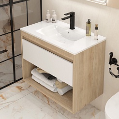 Teymi Тумба с раковиной Vitra 80 подвесная дуб/белый – фотография-4