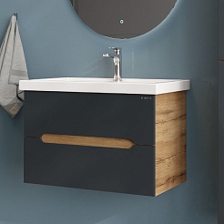 Onika Тумба под раковину Айленд 80 подвесная графит/дуб крафт – фотография-6