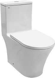 Azario Унитаз-моноблок Vally AZ-80687 безободковый с бачком с сиденьем микролифт белый – фотография-1