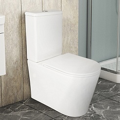 Azario Унитаз-компакт Conto AZ-T005BR безободковый с бачком с сиденьем микролифт белый – фотография-2