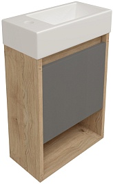 Teymi Тумба с раковиной Nura 37 L подвесная дуб/графит – фотография-1