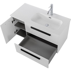 BelBagno Мебель для ванной Eco Cer-N 100-1 R bianco lucido CZR-8095-100-R ручки матовые чёрные – фотография-7