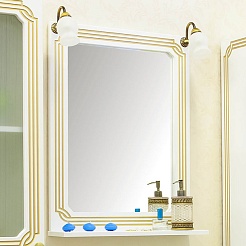 Sanflor Зеркало Каир 60 белое/патина золото – фотография-1