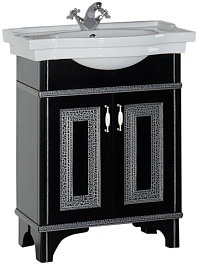 Aquanet Тумба с раковиной Валенса 70 черный краколет/серебро (180311) – фотография-1