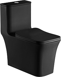 Azario Унитаз-моноблок Gressa AZ-1111MB безободковый с бачком с сиденьем микролифт черный матовый – фотография-1