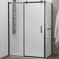 RGW Душевой уголок Tornado TO-44-1B (TO-14B + Z-060-2B) 140x80 профиль черный стекло прозрачное
