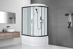 Royal Bath Душевая кабина Practic RB 8120BK1-M-BL 90x90 L стекло рифленое профиль черный матовый – фотография-2