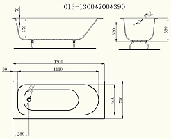 Castalia Чугунная ванна 130x70x39 – фотография-2
