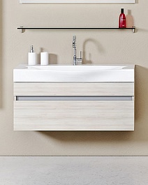 Aqwella Тумба с раковиной Бергамо 100 подвесная акация – фотография-1