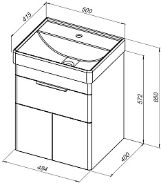 Aquanet Тумба под раковину Ирис New 50 подвесная белая глянцевая – фотография-12