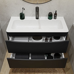 Vivon Тумба под раковину Ostin 80 подвесная черная матовая – фотография-6