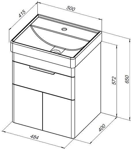 Aquanet Тумба под раковину Ирис New 50 подвесная белая глянцевая – фотография-12