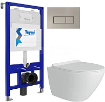 Teymi Унитаз подвесной Lina Pro T40106 с инсталляцией Aina T70011 кнопка Helmi T70204