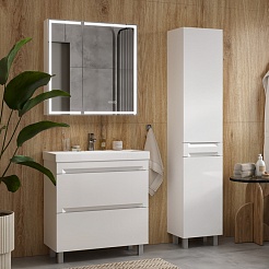 Equil Тумба с раковиной Corner 80 2 ящика напольная белая – фотография-10