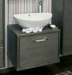 Sanflor Тумба с раковиной Румба 60 венге, патина серебро – фотография-1