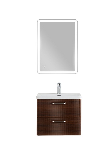 BelBagno Тумба с раковиной Due 60 подвесная Noce ручки Матовый атласный никель – фотография-14