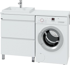 СанТа Мебель для ванной под стиральную машину Марс 130 L 2 ящика белая – фотография-5